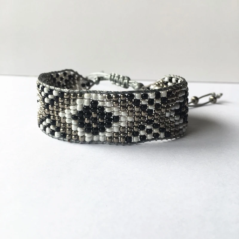 ABL143(1) 2cm Nepal Black White/Pink Glass Beaded Handmade Hemp Rope Woven Bracelets Hippy Boho Friendship | Украшения и