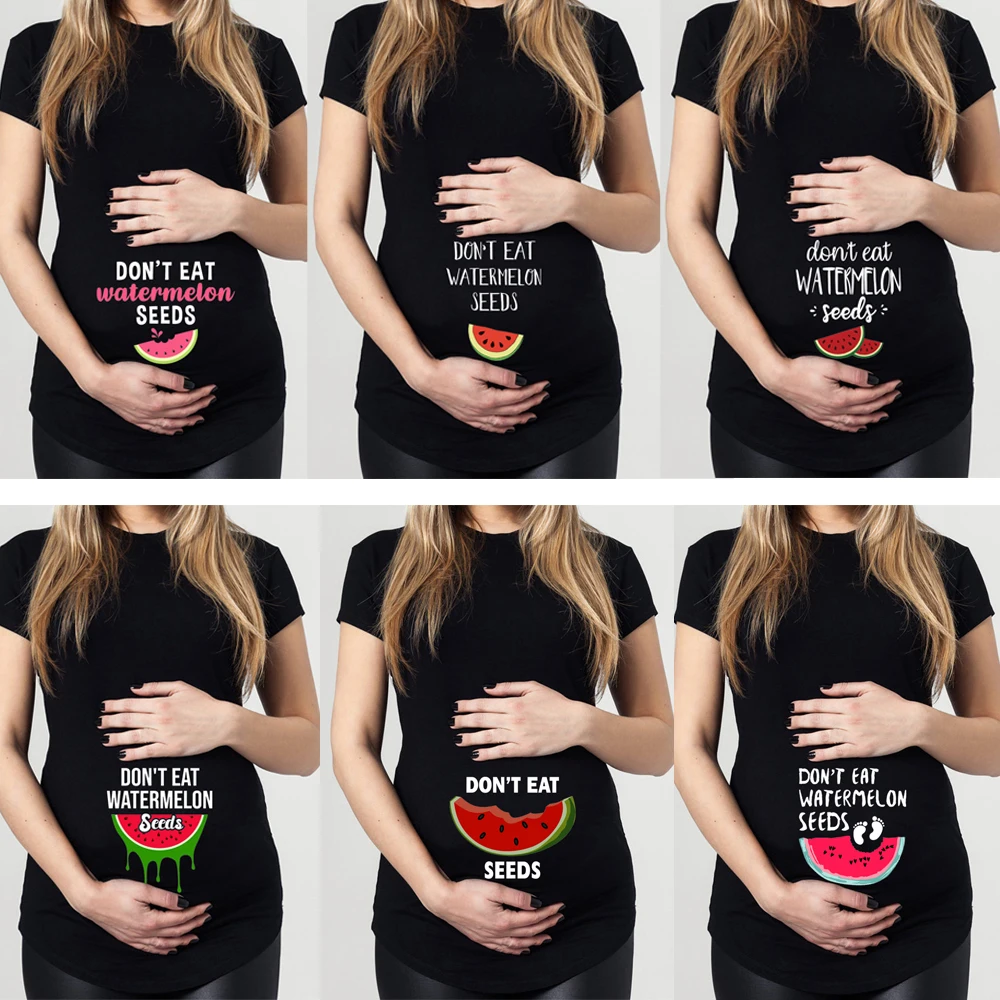 Tee-Shirts Watermelon Maternity-Pregnancy-T-Shirt Pregnant-Women Tops Summer Eat Dont