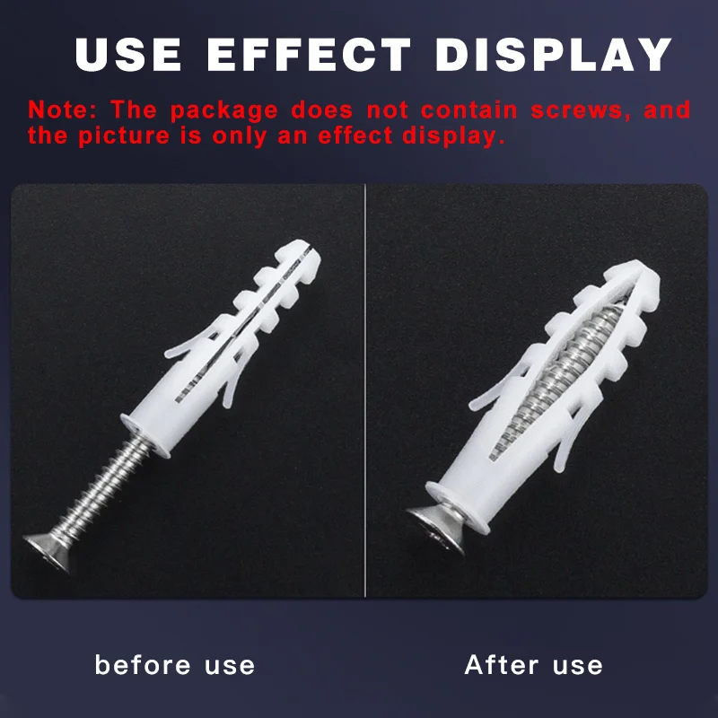 20/30/50pcs M6 M8 M10 M12 Ribbed Plastic Anchor Wall Plastic Expansion Pipe Tube Wall Plugs For Self-tapping Screws