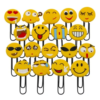 

10 Pcs/Set Creative Stationery Cartoon Expression Soft Silicone Colorful Paper Clip Kawaii Cute Bookmark Random Design 9.2*4.5cm