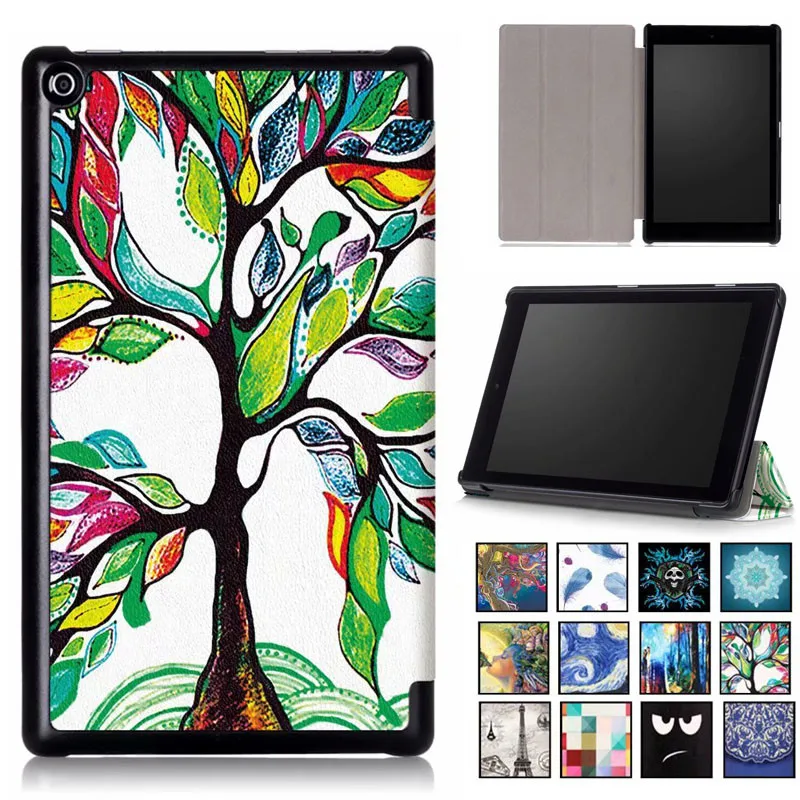 

For Amazon 2018 2017 New Kindle Fire HD 8 Case Painted Print PU Leather Stand Smart Sleep Cover Funda For kindle fire hd8 2018