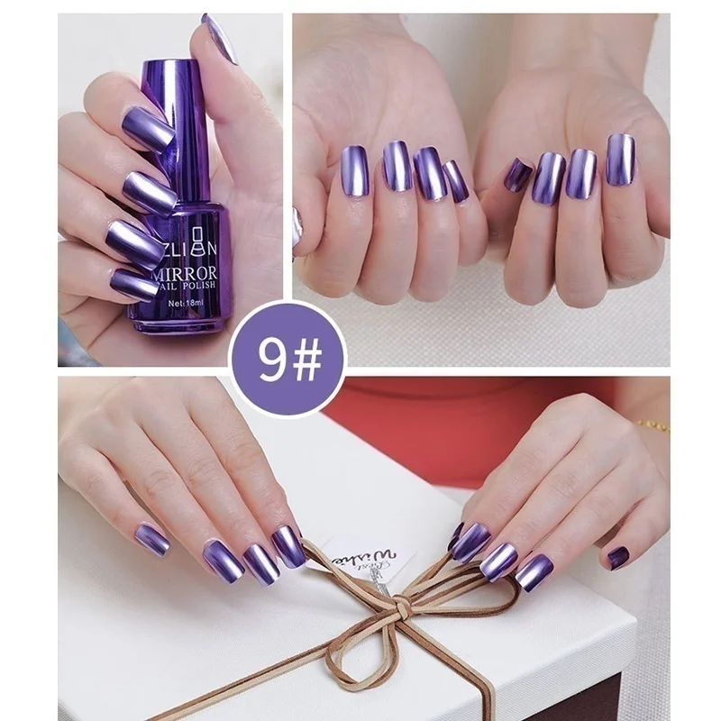 Nail polish 9 Мода 18 мл металлический зеркальный лак для ногтей волшебный зеркальный эффект, цвета хрома лак для ногтей изысканный великолепный лак для ногтей - Цвет: Nail polish 9