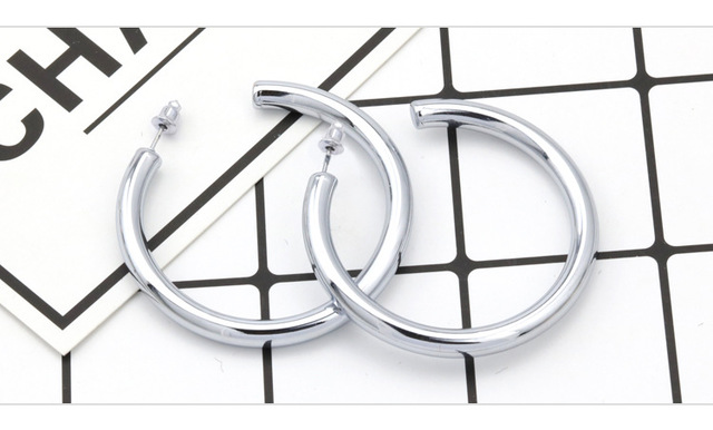 Steel Earring Minimalist Large 5mm Thick Chunky Open Hoop Earrings for Women Stainless Round Circle Hoops Lightweight