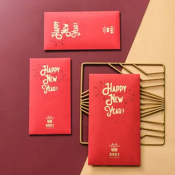 

10PCS 2021 New Year Blessing Red Envelope Celebration Red Pocket New Year of the Cute OX Cartoon Red Envelopes for Lucky Money