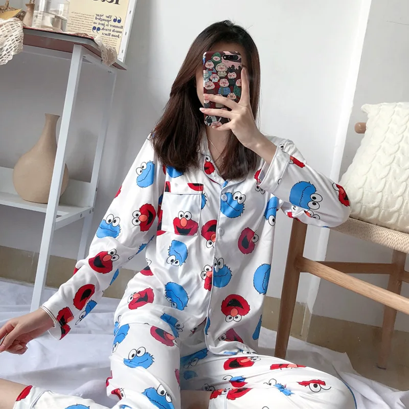

Pajamas Women's Autumn Casual Spring And Autumn Long Sleeve Korean-style Thin Two-Piece Set-Outer Wear Sweet Plus-sized Tracksui