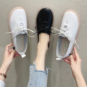 

Women fashion shoes shallow mouth big head doll flats literary retro thick-soled casual shoes student flat single shoes U19-12
