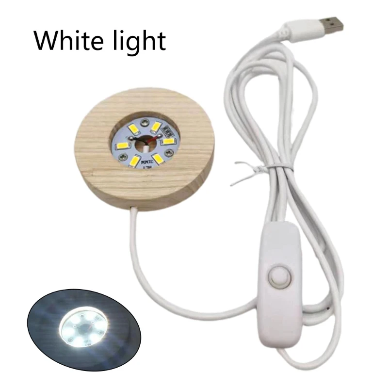 LED Night Light Wooden Round Base Holder Display Stand for Crystals Glass Ball Illumination Lighting Accessories Decor