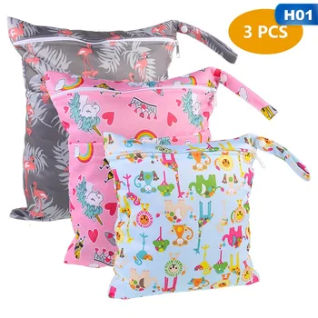

3 Pcs Baby Diaper Bags Character Print Changing Wet Bag Baby Cloth Diaper Handbag Brand Baby Swim Diaper Nappy Bag
