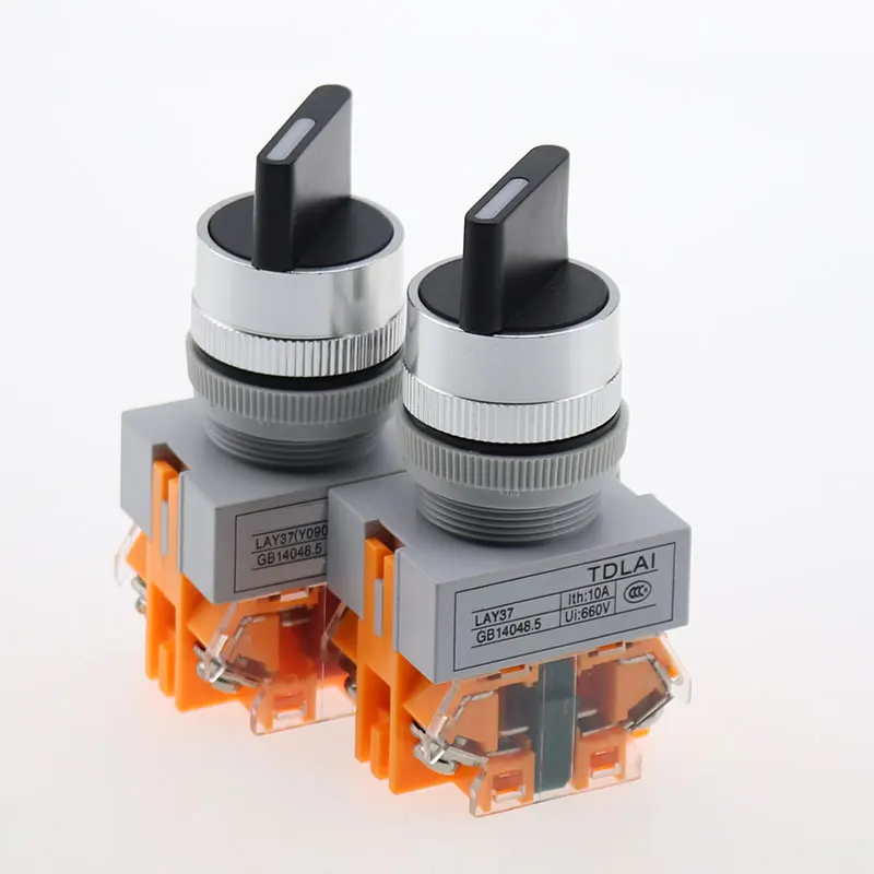 22mm660V 10A 2 положения 3 поворотный выбор переключатель 1NO 1NC|Выключатели| |