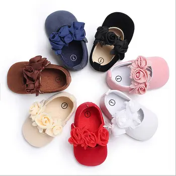 

US STOCK New Cute Princess Baby Girls Soft Crib Shoes Moccasin Prewalker Sole Floral Shoes bebek ayakkabi 0-18M
