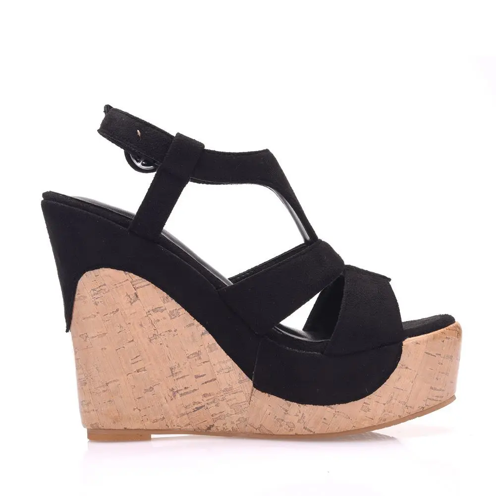 2021 New Women Wedge Sandals Summer Platform White Black Buckle Strap Peep Toe Thick Bottom Casual Ladies Roman Shoes H0163