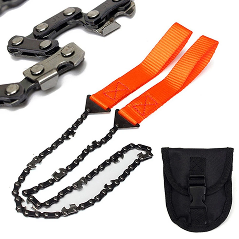 Garden Tools 24-inch Portable Outdoor Survival Hand Zipper Saw Wire Saw Handheld Chains Wood Cutting Tool 33 Tooth/11 Tooth