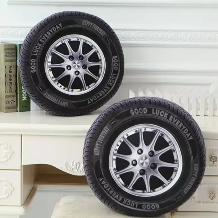 Cool Realistic 3D Car Tire Seat Cushion Cartoon Wheel Plush Toys Model Tire Pad Pillow