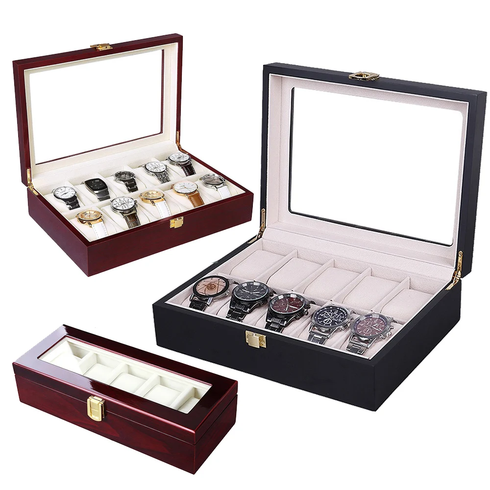 

Деревянная Подарочная коробка для хранения украшений Подставка под часы Чехол-подставка 10 слотов коробки для часов Органайзер 12 ячеек дерево 2 3 5 6 слотов