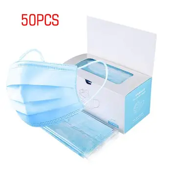 

Fast delivery 3-layer Mask 50/100pcs Face Masks Non Woven Disposable Mask Anti-Dust Masks Earloops Mouth Face Masks