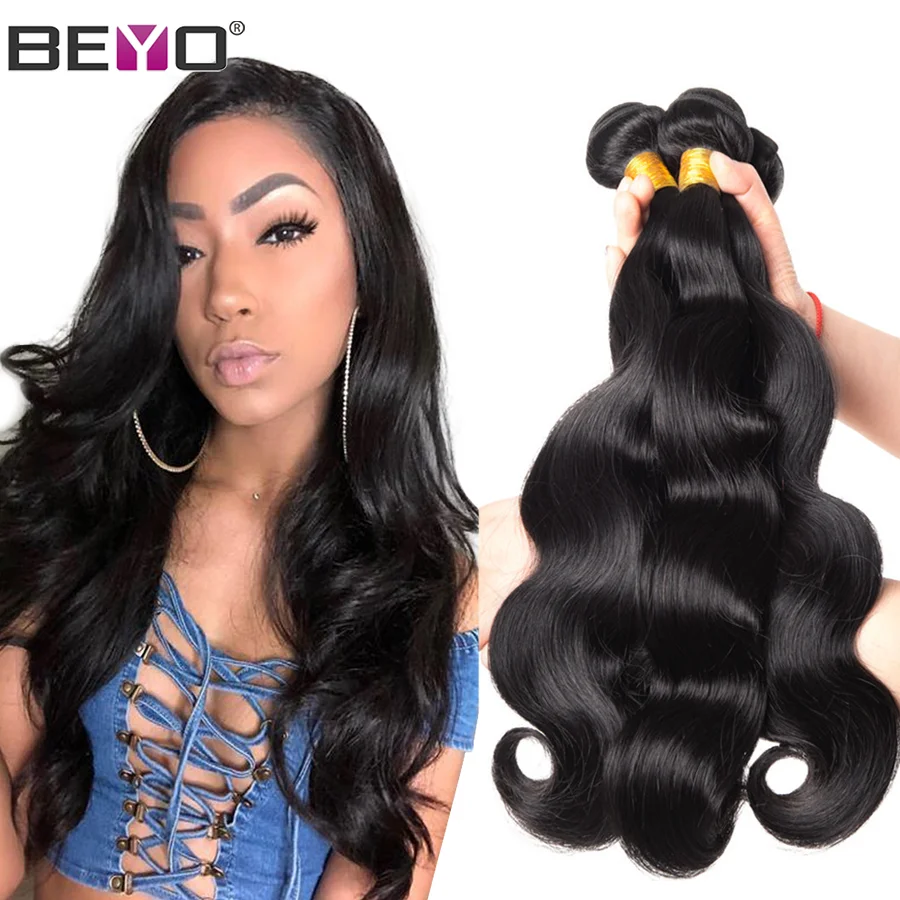 Hair-Weave Bundles Beyo Non-Remy-Hair 100%Human-Hair-Bundles Brazilian Deals Natural-Color