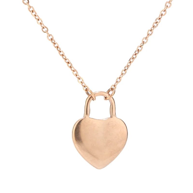 gold pendant New silver/black/rose gold/gold Stainless Steel Heart Lock Charms Pendant necklace gifts for women for Her name pendant chain