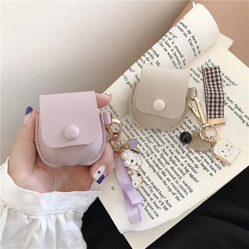 

Luxury Leather Cartoon Dog Pendant Soft For Apple new Airpods 1/2 Shockproof Cover Wireless Bluetooth Earphone Protective Case