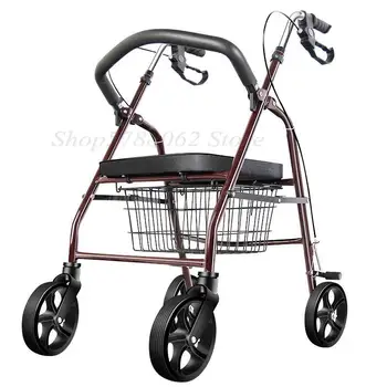 

Elderly scooter Folding shopping cart with seat Four-wheeled grocery shopping cart Push trolley Storage bags For old men