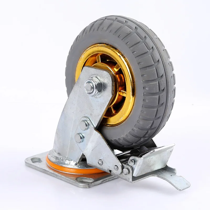 Roda Universal Super Pesada Polegadas de Borracha Resistente ao Desgaste Silencioso Anti-skid Rodas Rodas Rodas Rodas Rodízios Móveis Carga-rolamento 400kg