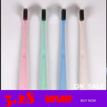

Naturel Toothbrush Wheat Straw Bamboo Charcoal Small Head Toothbrush Travel Portable Adult Soft Brush With Travel Case