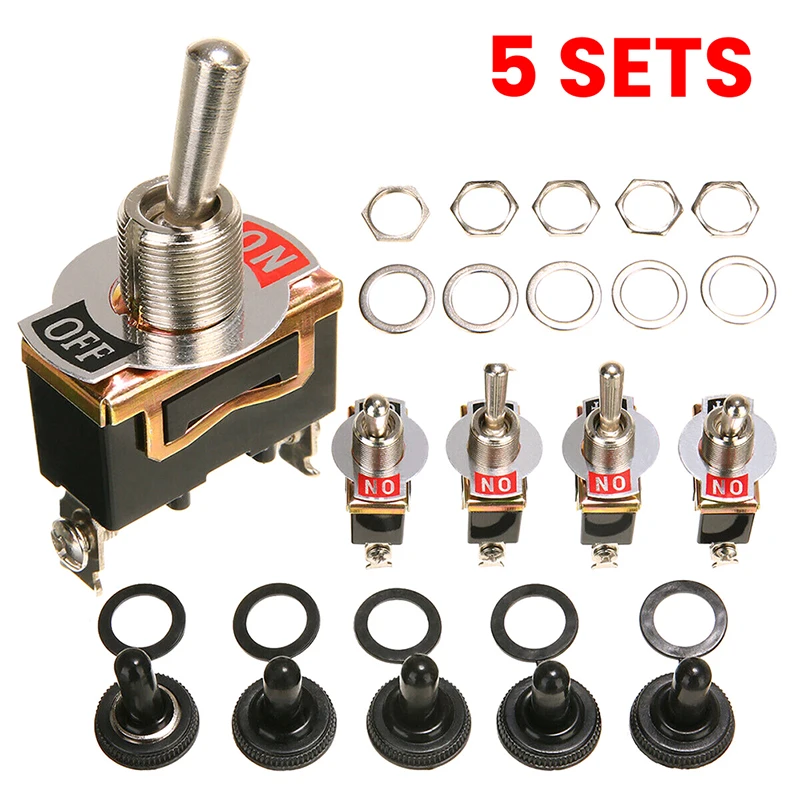 

OLOMM New 5Pcs x SPST 2Pin Heavy 15A 250V ON/OFF Rocker Toggle Switch Waterproof Boot Lowest Price car accessories