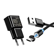 Быстрое зарядное устройство, штепсельная вилка европейского стандарта, настенный адаптер питания для huawei, Xiaomi, samsung, S7, S6, S5, устройство для смартфонов Android+ Магнитный кабель Micro USB