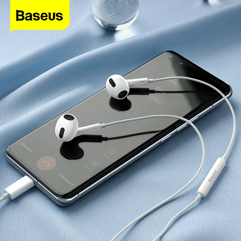 Baseus Wired Earphone Type C In Ear Earbuds Headphone With Microphone Audio Headset For Xiaomi Mi Redmi Samsung S21 Huawei P40 Phone Earphones Headphones Aliexpress