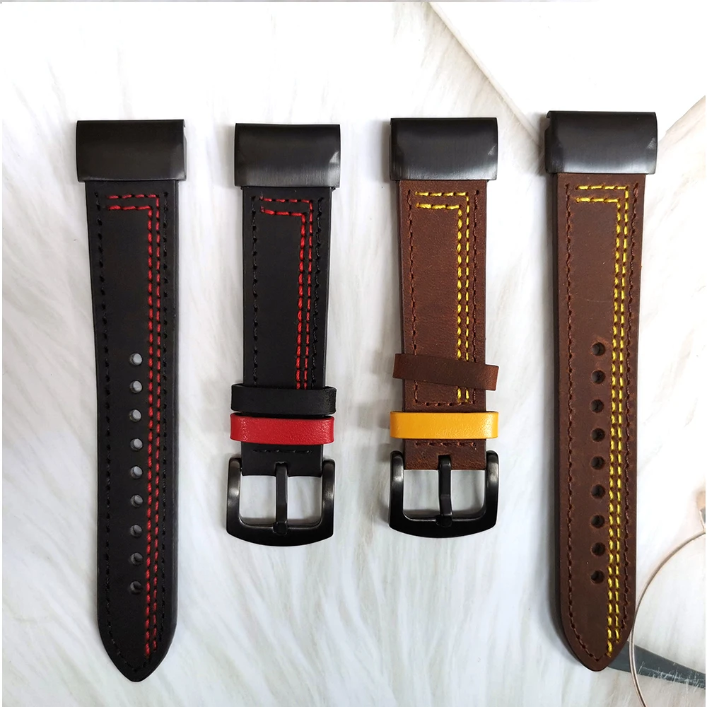 

For Fenix 6X Pro Wristband Leather Qucik Easy Fit Strap For Garmin Fenix 3 3HR Fenix 5X Plus Smart Watch Business 26mm Bracelet