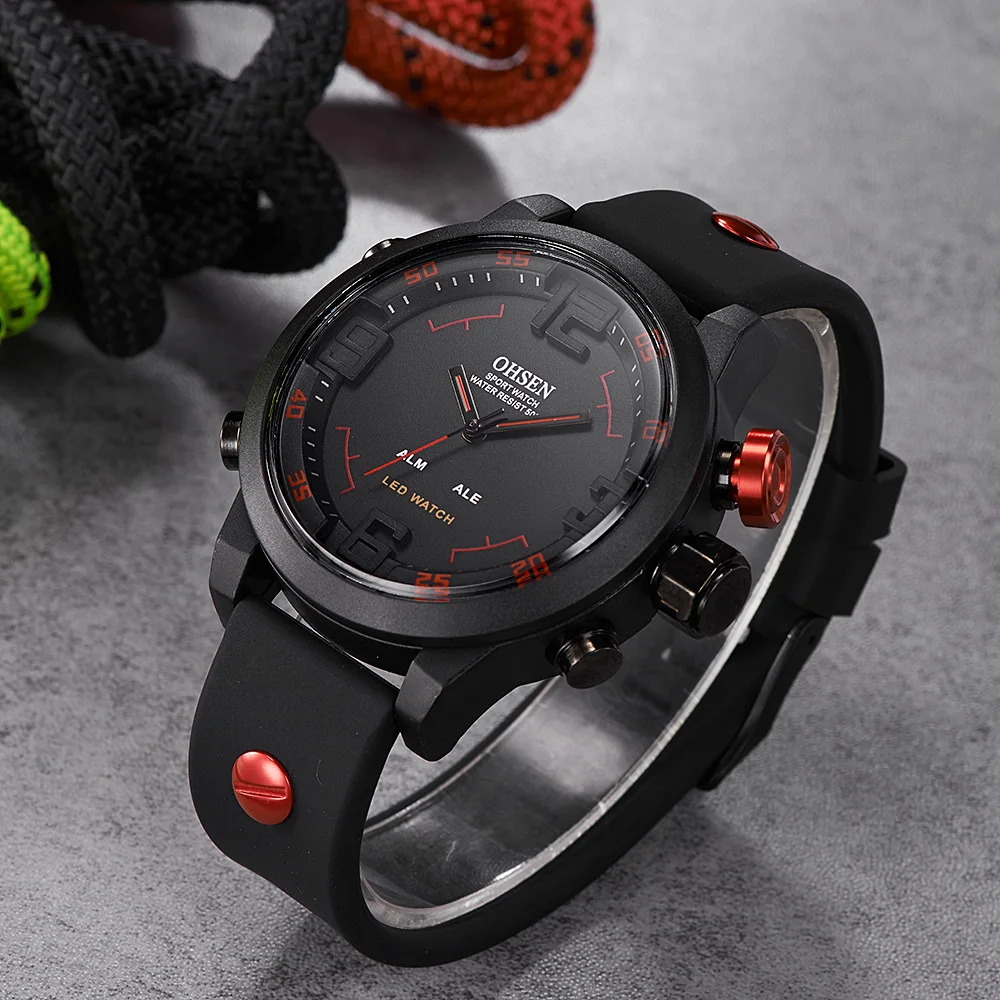 colorante Apariencia Asco OHSEN-reloj deportivo multifunción para hombre, cronógrafo de pulsera  Digital, resistente al agua, militar, rojo, 5 bares - AliExpress Relojes de  pulsera