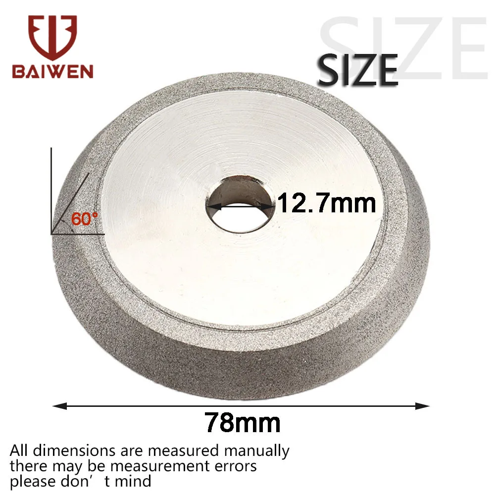 78mm Diamond Grinding Wheel Circle Sharpener Disc Dish Grinder for Carbide Metal Tungsten Steel Milling Cutter Tool 1/2'' Bore