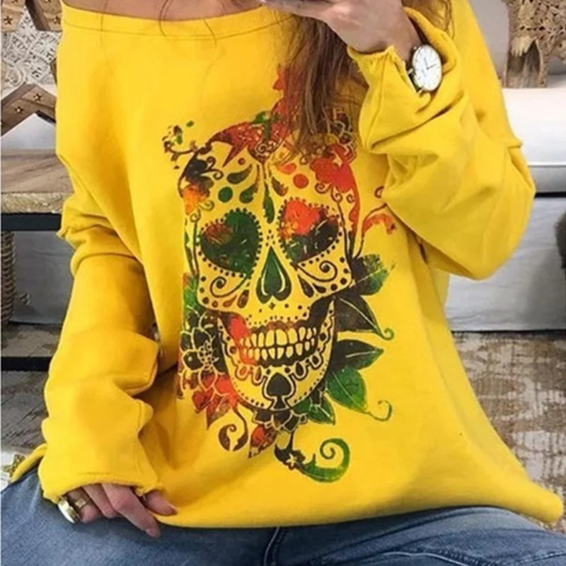 2-W2-Yellow Новинка весны, Женский Повседневный свободный свитер с круглым вырезом и длинным рукавом, Женская мода Shantou, пуловер с принтом, толстовка, топы - Цвет: 2-W2-Yellow