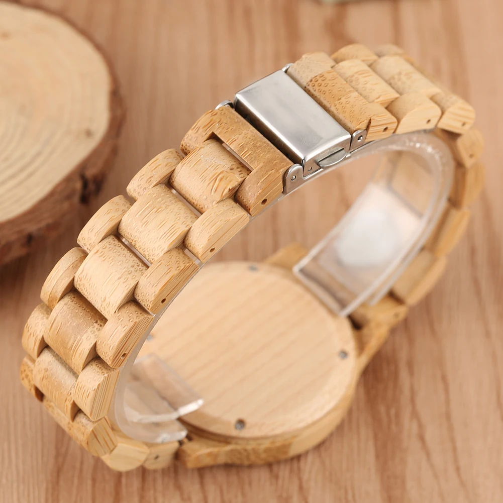 Natural Full Bamboo Wood Clock Watches Simple Women Pure Wood Watch Top Brand Luxury Quartz Ladies Dress Wooden Band Wristwatch 4