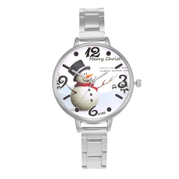 

Alloy Strap Round Dial Watches Cartoon Printed Quartz Watch Gifts Women Watches Merry Christmas Printing Watches LL@17