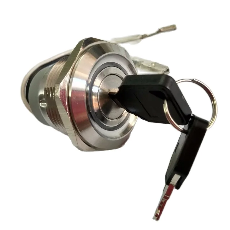 Onpow 30Mm Illuminazione Serratura A Chiave Interruttore Elettrico Las1-Agq30 Anello Verde Led 12V Mantenere Due Posizioni 2 No2Nc