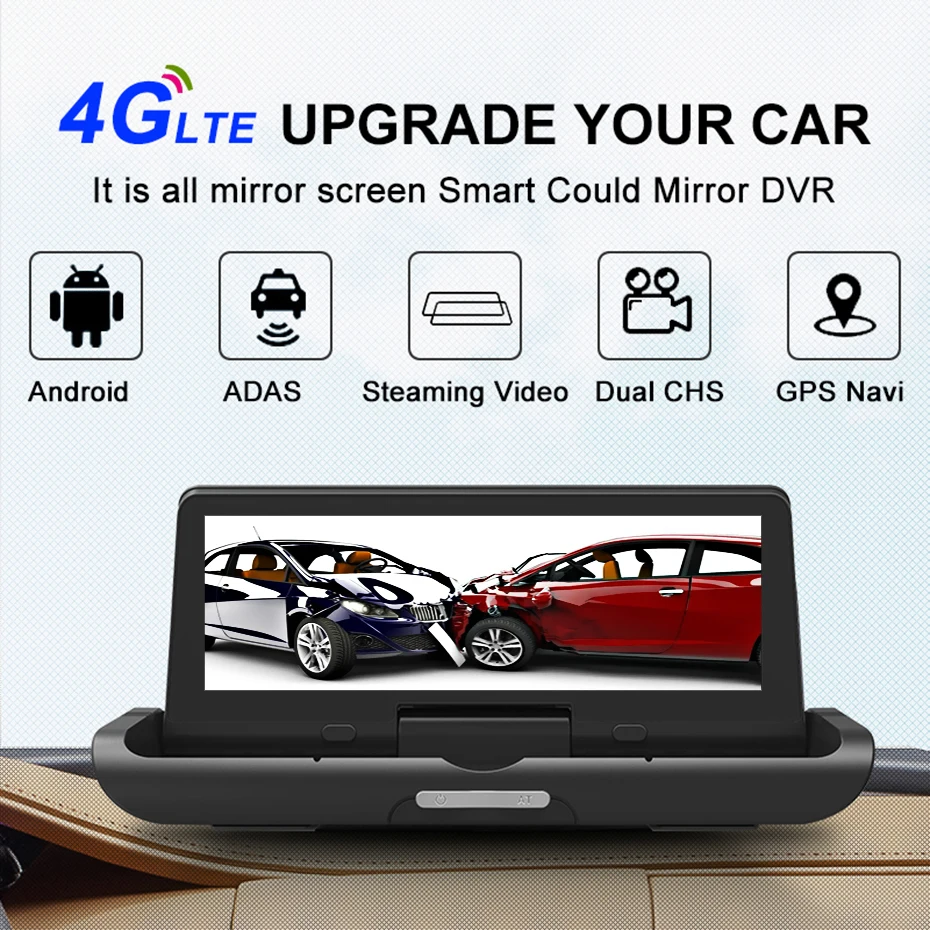 4G Автомобильный видеорегистратор 8," ips автомобильная видеокамера FHD 1080P Dash Cam gps навигатор Android ADAS двойной объектив ночного видения Автомобильный видеорегистратор