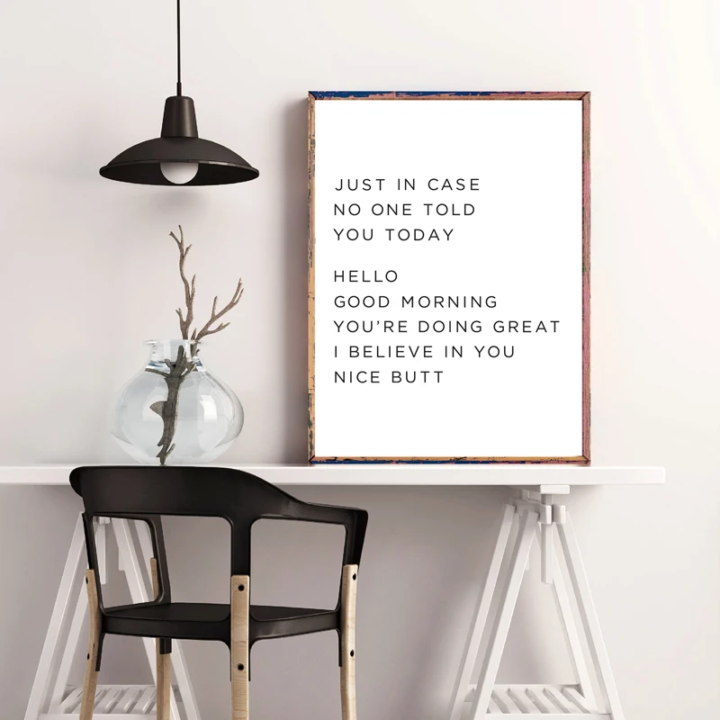 Black &amp White Feminist Quote Art Print Just In Case Inspirational Saying Office Wall Canvas Painting Minimalist Poster Decor | Дом и сад