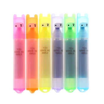 

6x Korean Creative Mini Highlighter Lovely Cartoon Marking Pen Office Stationery Q6PA