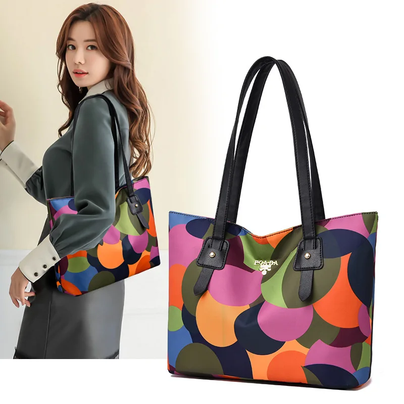 

2019 New Korean Solid Color Printed Handbag Large Capacity Oxford Cloth Waterproof Single-shoulder Bag Versatile Tote Bag