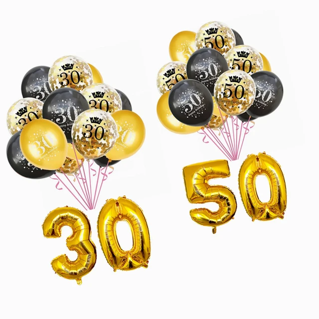 Ballons pour fête d'anniversaire, 30, 40, 50 et 60 ans, chiffres,  fournitures de décoration pour