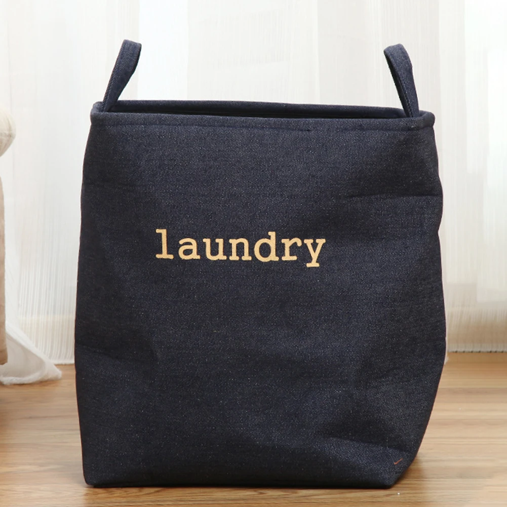 Denim Для хранения одежды, для дома, большая емкость, с ручкой, для спальни, складная, дизайн, для гостиной, с принтом, для дома, корзина для белья, экономия пространства - Цвет: Denim