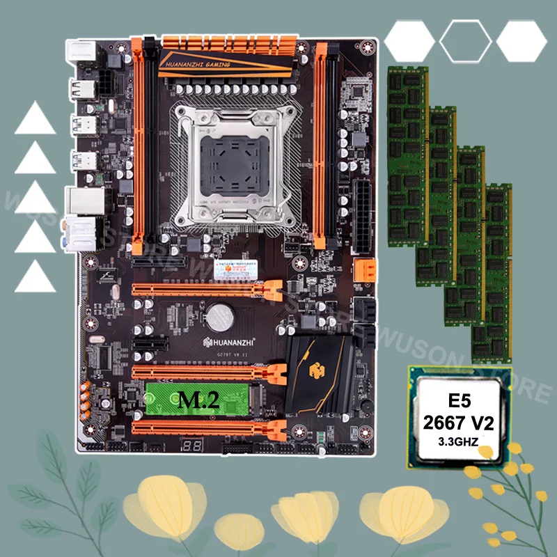 ^*Best Offers Discount HUANANZHI X79 motherboard with M.2 NVMe SSD slot motherboard with CPU Intel Xeon E5 2667 V2 RAM 64G(4*16G) 1866 RECC