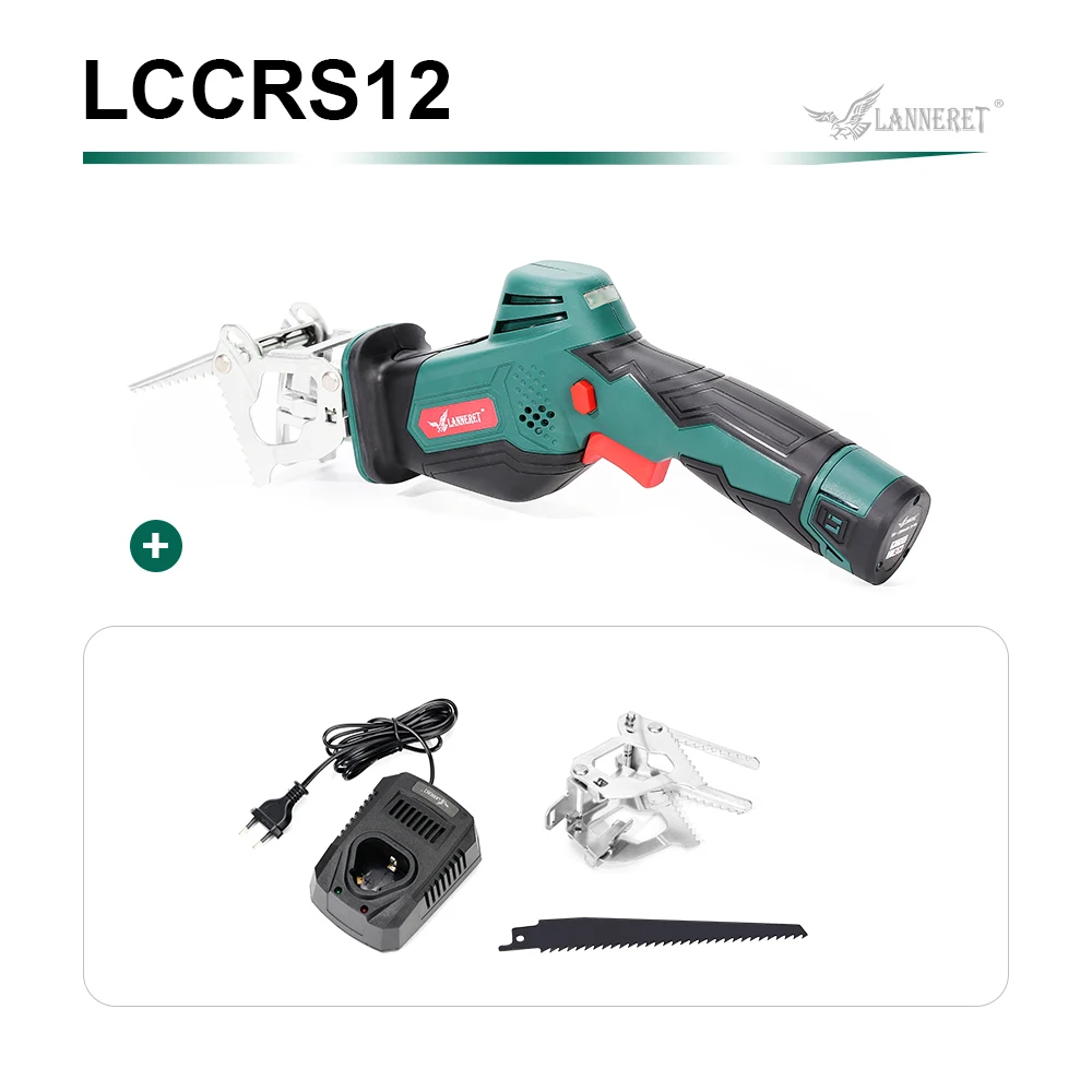SET1 LANNERET Беспроводная сабельная пила 12 В 2.0Ah литий-ионная батарея электрическая пила по дереву сменный зажим портативная сабельная пила - Цвет: SET1