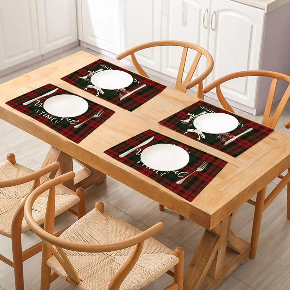 Red Placemat For Dining Table Snowflake Elk Christmas Dining Table Decorations For Home 2020 Navidad Happy New Year Gift 2021 Pendant Drop Ornaments Aliexpress