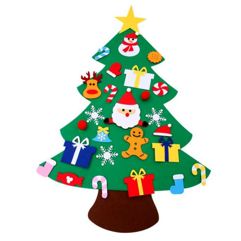 New DIY Felt Christmas Tree New Year Gifts Kids Toys Artificial Tree Wall Hanging Ornaments Christmas Decoration for Home