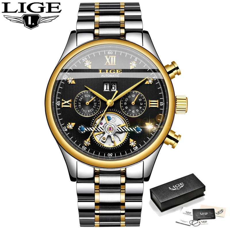 Новые деловые мужские часы наручные Топ люксовый бренд LIGE Tourbillon спортивные