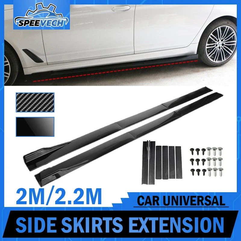 6PCS 2m/2.2m Universal Side Skirts Extension Rocker Panels Lip Wing Splitters on Bumper Car Styling for BWM f30 Front for VW