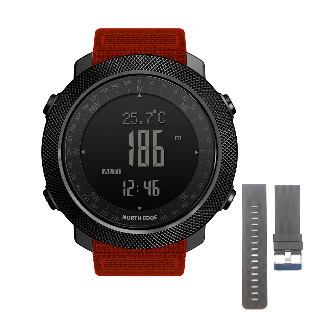Nylon-Rubber NORTH EDGE мужские спортивные цифровые часы для бега плавания военные армейские часы альтиметр барометр компас водонепроницаемые 50 м - Цвет: Nylon-Rubber