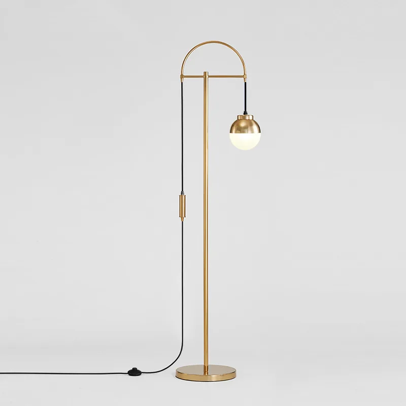 Nordic designer Lever Floor Lamp / Bronzing Metal Body / Frosted Glass Shade AC 110-240V
