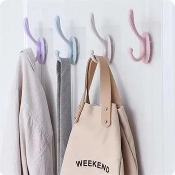 

1pcs Plastic Kitchen Adhesive Hooks Shelf Hanger Organizer Racks Wall Hanging Door Bathroom Clothes Towel Rails Holder